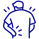 Blue line drawing of a person wearing a cape, standing with one arm raised in a heroic pose.