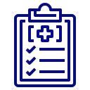 Blue clipboard icon with a to-do checklist and three check marks, representing a task list or checklist