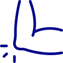 Partial blue line drawing forming a curved shape on a white background, abstract line art.