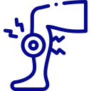 Blue line-art icon of a telephone handset with sound waves, indicating an incoming or active call.